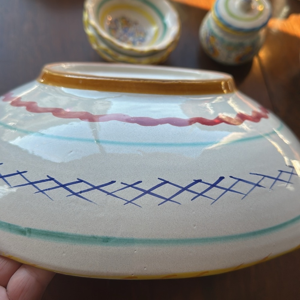 🇮🇹Meridiana ceramiche pottery large salad bowl 13.5” wide Hand painted Italy - Picture 13 of 16